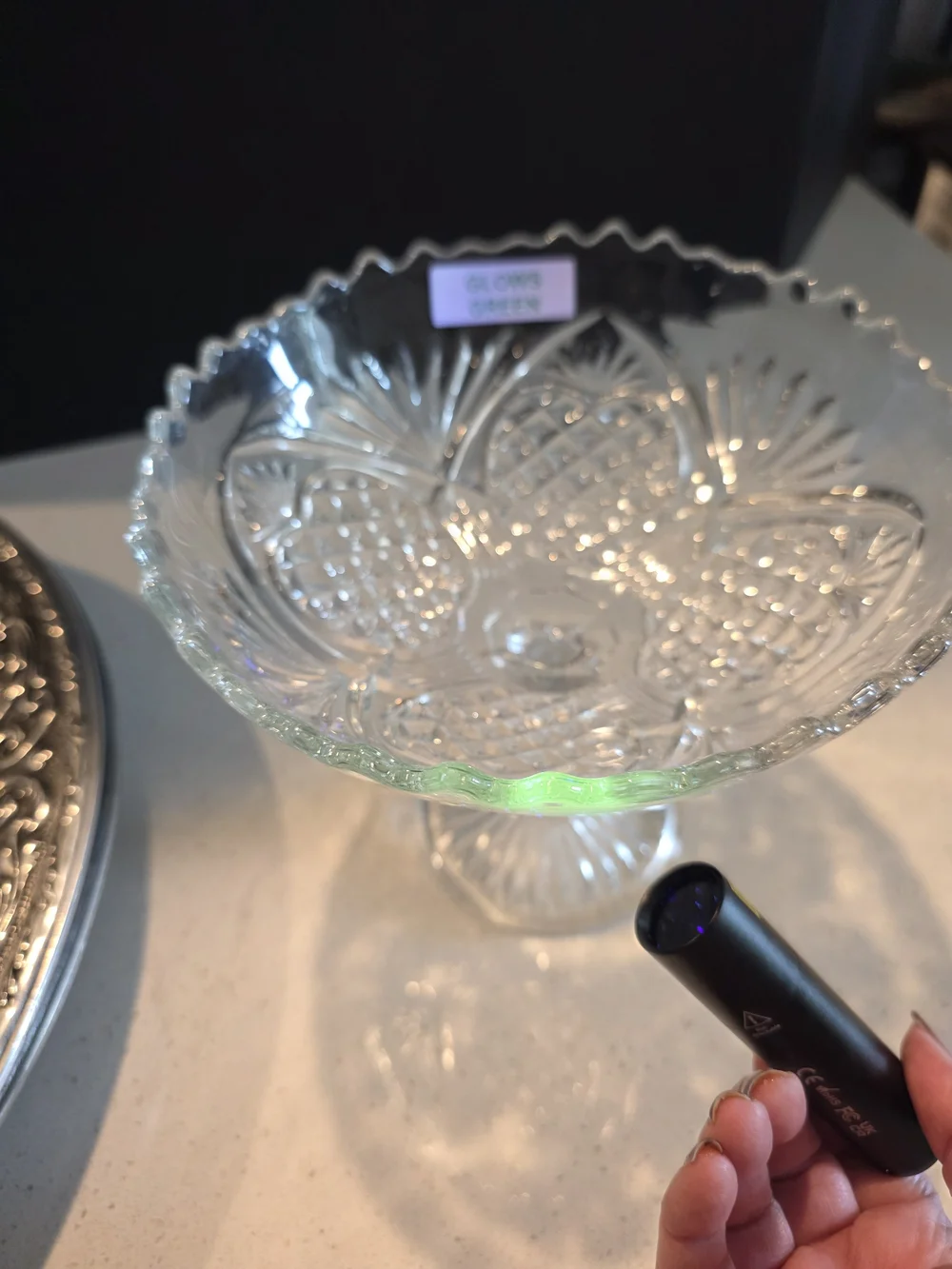 Uranium Glass Pedestal Bowl